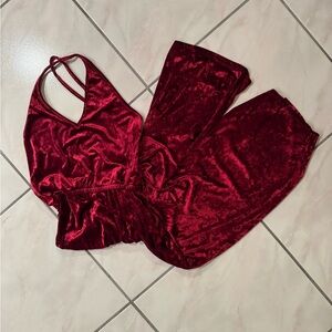 NWOT Velvet Red Jumpsuit